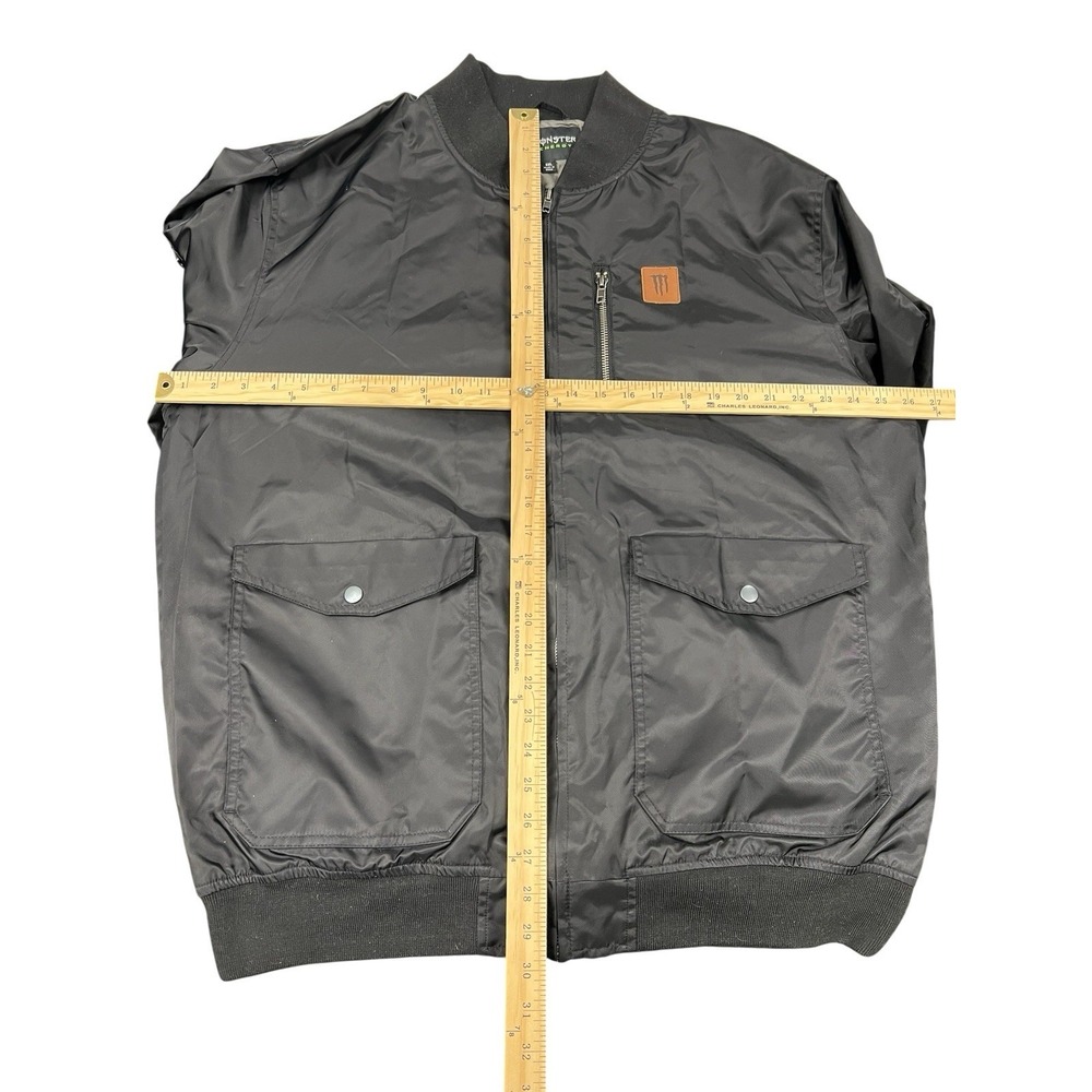 Monster Energy‎ Jacket Men's M Black Full Zip Bomber Windbreaker Flap Pockets - Picture 5 of 7